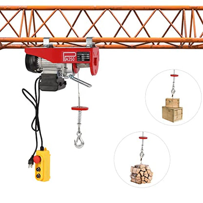 Electric Hoist, Electric Winch, Steel Electric Lift, 110V Electric Hoist with Remote Control and Single/Double Slings for Lifting in Factories, Warehouses, Construction Site (250kg/551lbs) - size: 250kg/551lbs
