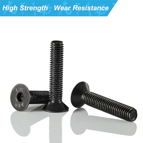 M8 x 60mm 65mm 70mm 75mm 80mm Flat Head Hex Socket Cap Screws Countersunk Bolts, 10.9 Grade Alloy Steel, Black Oxide Finish, Metric Allen Drive, Fully Threaded, Assortment Kit 15Pcs - size: M8x60/65/70/75/80mm