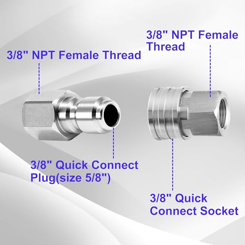 M MINGLE Pressure Washer Adapter, 2 Sets 3/8 Inch NPT Quick Connect Fitting - size: 1.6 inch