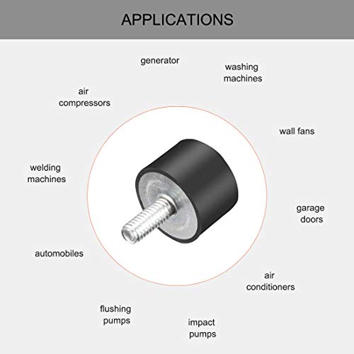 uxcell M4 Thread Rubber Mounts,Vibration Isolators,Cylindrical Shock Absorber with Studs 15 x 10mm 4pcs - size: M4x15x10mm