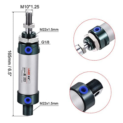 MECCANIXITY Pneumatic Air Cylinder Double Action MAL25X25 25mm Bore 25mm Stroke with Y Connector and 4Pcs Quick Fitting Set - size: 25X25 mm