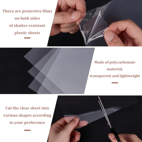 30Pcs Clear Polycarbonate Sheets Plastic Sheet Resistant Plastic Panel Polycarbonate Board with Protective Paper for DIY Display Document Picture Frames Easy to Cut Bend