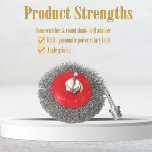 4 Pcs 4" Coarse Crimped Wire Wheel for 4-1/2" Angle Grinder, 0.014 Inch Carbon Steel Wire Brush for Rust, Corrosion, Paint Removal, Fits 5/8"-11 UNC Arbor(with 2 Pcs 1/4" Shank Drill Adapter) - style: 4" Coarse Crimped Wire Wheel