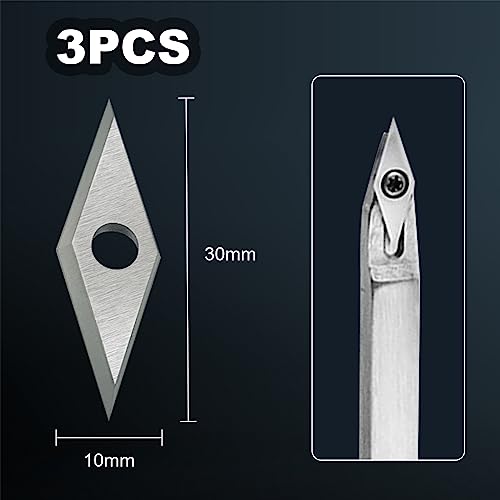 27pcs Carbide Lathe Tools,Tungsten Cutters Inserts Set for Wood Lathe Turning Tools, Include 11 mm Square with Radius, 12 mm and 8.9 mm Round, 30 x 10 mm Diamond, Screwdriver,Screws - size: 27pcs