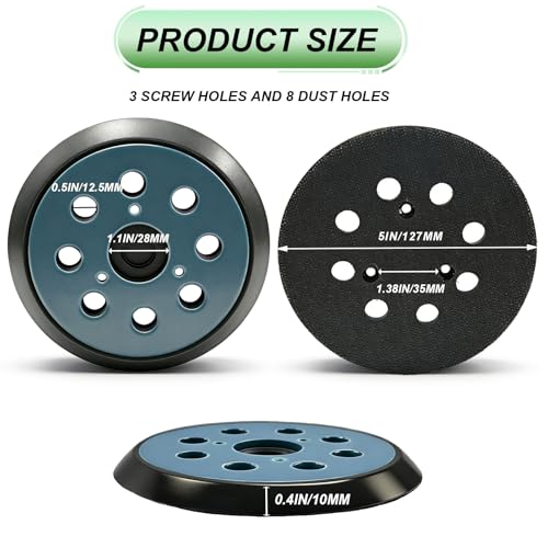 2 Pack 5" 8 Hole Hook and Loop Orbital Sander Pads Compatible, Sander Replacement Pad for Furniture Manufacturing, Automobile Maintenance Random Orbital Sanders