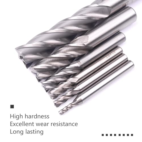 HSS-AL Carbide End Mill Set, 4 Flute Milling Cutter Bits, High Strength Breakage Resistance, 1/2x1/2 Inch, 5 Pack