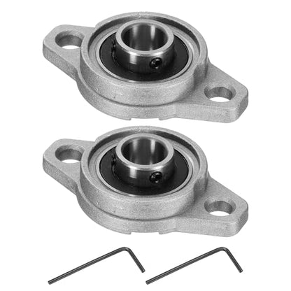 uxcell 2pcs KFL001 Pillow Block Bearings 12mm Bore Bearing Units Zinc Alloy Flange Mounted Bearing Housing, P6(ABEC3) - size: KFL001