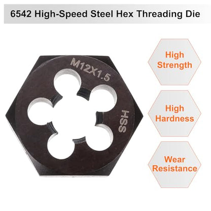 HARFINGTON Hex Threading Die M12 x 1.5 Metric Thread Right Hand High Speed - size: M12 x 1.5