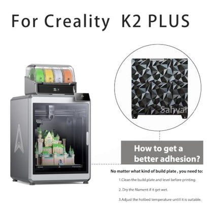 370x370mm K2 Plus Build Plate, Double-Sided PEO PET Build Plate Printing Bed Platform for Creality K2 Plus 3D Printer,Flexible Spring Steel Sheet Without Magnetic Base for Creatily K2 Plus - size: 370x370mm for K2 Plus