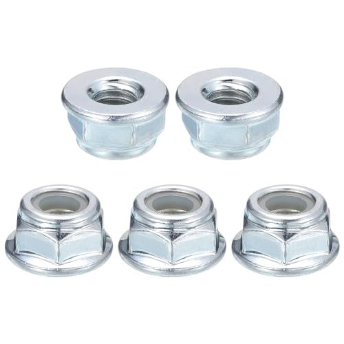uxcell 1/4" x20mm Flange Nylon Insert Lock Nuts, 50Pcs Carbon Steel Hex Lock Nuts Self Locking Nuts for Industrial Construction Fasteners, White