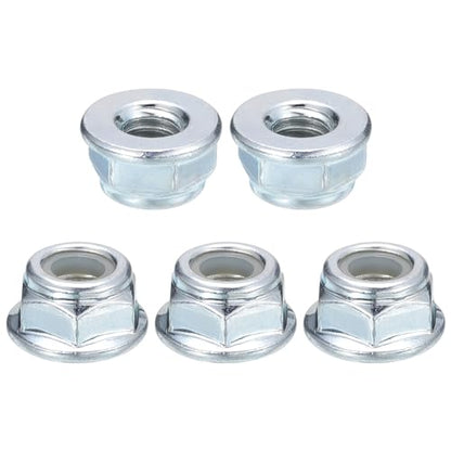 uxcell 1/4" x20mm Flange Nylon Insert Lock Nuts, 50Pcs Carbon Steel Hex Lock Nuts Self Locking Nuts for Industrial Construction Fasteners, White