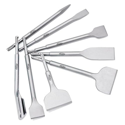 8 pcs SDS Plus Chisel Set, Masonry Concrete Drill Bit Set, Tile Removal Chisel Bits for Rotary Hammer with Point Flat Wide Tile Inclined Grooving Scraping Scaling Chisels - size: 8 PCS