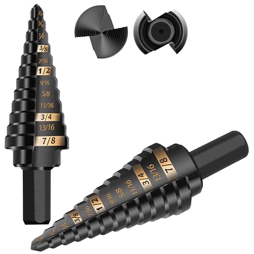 KSEIBI #4 HSS Step Drill Bit Set 3/16-7/8" with 3/8 Shank - Black Oxide Finish for Metal, Wood, Plastic Drilling - Durable, Precision Multi-Sized Bits with 3-Flat Shank 575050 - size: #4 (3/16-7/8 inch)