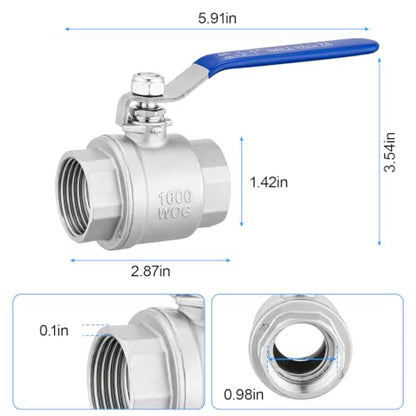 6 Pack 1" Heavy Duty Ball Valve with Locking Handle, 1000WOG