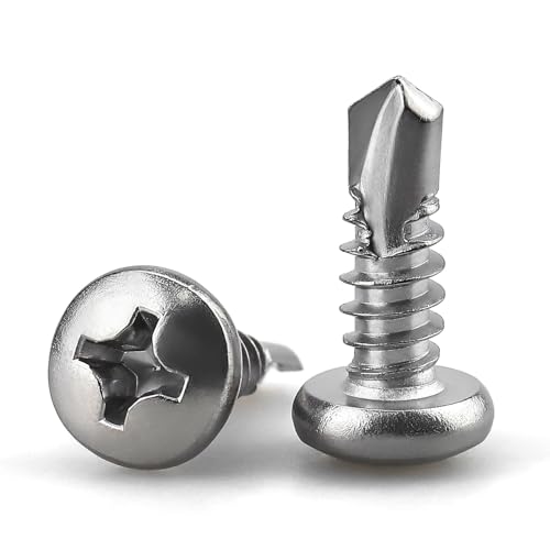 #6 x 5/8" Pan Head Self Drilling Screws, Phillips Drive, 410 Stainless Steel Sheet Metal Screws,Self Tapping, Dovetail, Pack of 100 - size: #6 x 5/8"