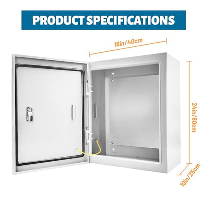 Outdoor Electrical Box 24x16x10 NEMA 4X Waterproof Junction Box - size: 24 x 16 x 10''