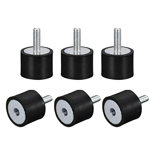 uxcell Rubber Mounts 6pcs M6 Male/Female Vibration Isolator Shock Absorber, for Garage Motor Air Compressor Car Boat Bobbins, D25mmxH20mm - size: M6x25mmx20mm