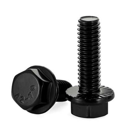1/4-20 x 1/2" Flange Hex Head Bolts, Stainless Steel 304 Black Finish, Fully Threaded, 25 PCS - color: Black, size: 1/4-20 x 1/2"