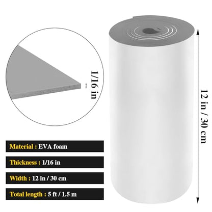 Adhesive Foam Padding Closed Cell EVA Foam Sheets Insulation Board Foam Sheet Pad with Sticky Back (1, Gray, 12x59x1/16 inch) - color: Gray, size: 12x59x1/16 inch