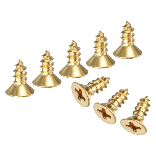 M METERXITY 100-Pack Brass Wood Screws M3.5 x 8mm Phillips Flat Head Self-Tapping Screw Connector Fasteners for Door Hinges/Woodworking/Furniture Repair/Gardening/DIY Crafts Decorative Screws - size: M3.5x8mm