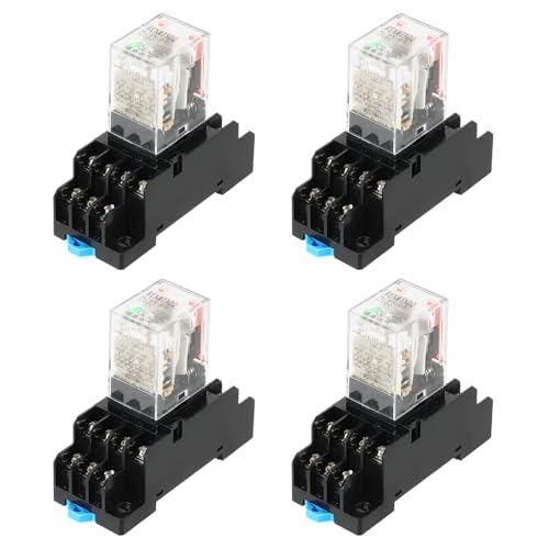 MECCANIXITY 4 Set DC12V Electromagnetic Relay 14-Pin 5A DPDT 4NC 4NO