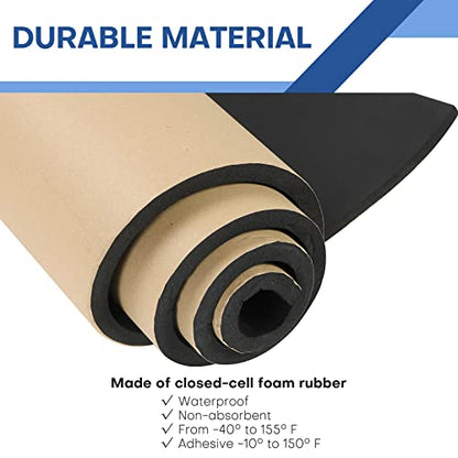 MYFULLY Sponge Neoprene Roll with Adhesive (1/2" T x 12" W x 54" L) - size: 1/2" Thick x12" Wide x 54" Long
