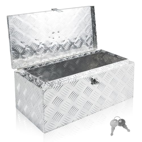 22x11x9 Inch Aluminum Underbody Truck Tool Box Diamond Plate Portable Toolboxes Heavy Duty Pickup Storage Box with Buckle Lock and Keys Suitable for Truck Bed Pickup RV Trailer - size: 22" L x11" W x9" H