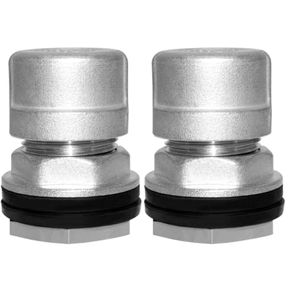 Beduan Stainless Garden Hose Bulkhead Fitting, 3/4 GHT Male to 1/2 Female Bulkhead Water Tank Connector Thru-bulk Fitting for Rain Barrels, Aquariums, Sinks, Irrigation with Caps(Pack of 2) - size: 1/2 NPT to 3/4 GHT