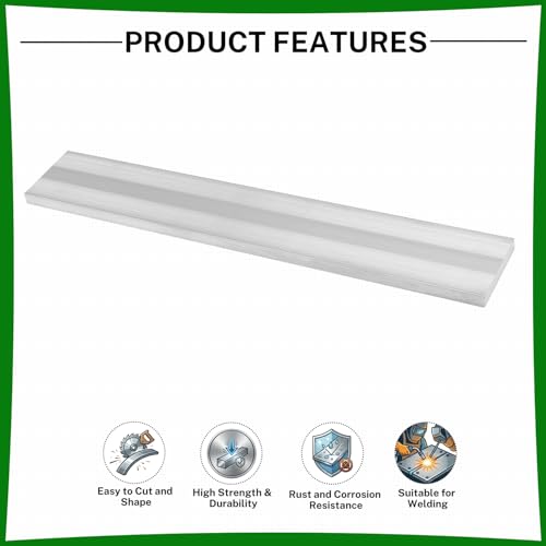 6061 Aluminum Flat Bar, 0.3" Thickness X 2" Width X 12" Length Aluminum Flat Plate, Solid Aluminum Bar for Crafting, Industrial Building - size: 0.3" X 2" X 12"