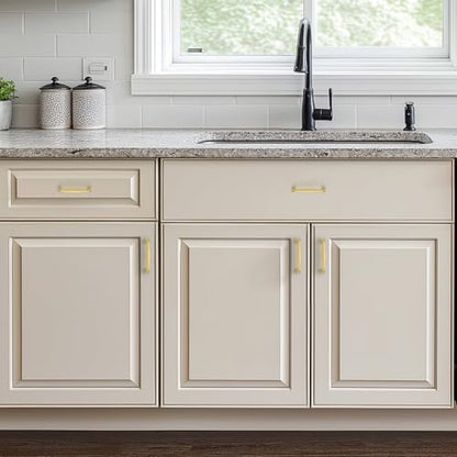 Ravinte Brushed Gold Cabinet Handles Solid Handles,3 Inch,5 Pack - color: Brushed Gold, size: 3 Inches Hole Center