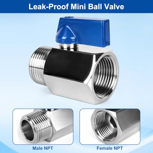 Mini Ball Valve 3/4" NPT Shut Off Valve 304 Stainless Steel Mini Ball Valves F*MNPT Mini Shut Off Valves for Water Gas Fuel Drip Irrigation Aquariums - size: 0.75 Inch