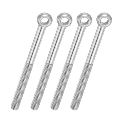 PATIKIL 4 Pcs M10x110mm Shoulder Swing Lifting Eye Bolt, 304 Stainless Steel Metric Half Tooth Thread Fisheye Eye Slip Hole Screw Rigging Bolt Metal Fasteners Screws, Silver Tone - size: M10x110mm