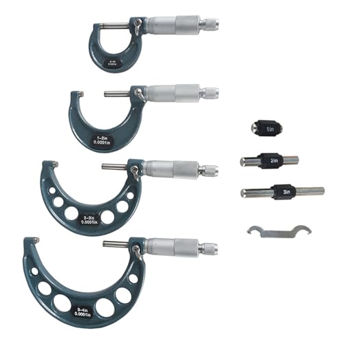 kimllier 4Pcs 0-4 Inch Outside Micrometer Set Accuracy 0.0001 Inch