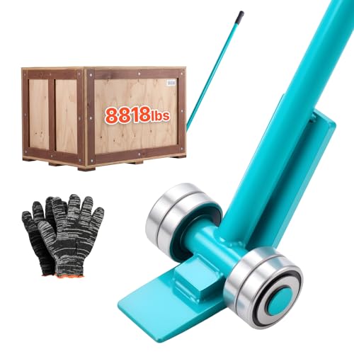 VEVOR Prylever Bar, 4T/8818LBS Load Capacity, 4.5FT Length Steel Handle Lever Dollyr with 2.8'' Wheels for Large Pallets, Heavy Items, Concrete Blocks, Heavy Duty Equipment Handling - size: 4T-4.7FT