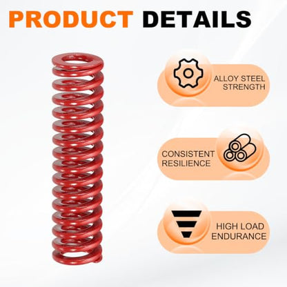HARFINGTON 2pcs Die Spring 1/2" OD x 2" Free Length SMH2008, Red - size: 1/2" OD x 2" Free Length