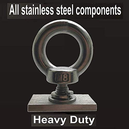 Pmsanzay 4 Pack Heavy Duty Eye Bolt, Stainless Steel - M8 Eye Nuts, Track Mount Tie Down Eyelet to Hold Your Bungee Cord or Ropes Anchoring, Anchoring kit