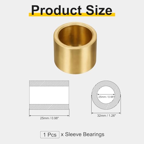 uxcell Sleeve Bearings, 25mm Bore x 32mm OD x 25mm Length - size: 25x32x25mm