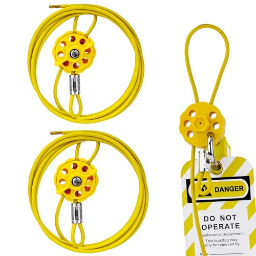 Lockout Tagout Cable Lock | 0.16'' × 78'' Adjustable Loto Locks | PVC-Coated Steel Cable for Valves & Panels | OSHA Compliant | Yellow, 2Pack - color: BD-L32A-2PCS