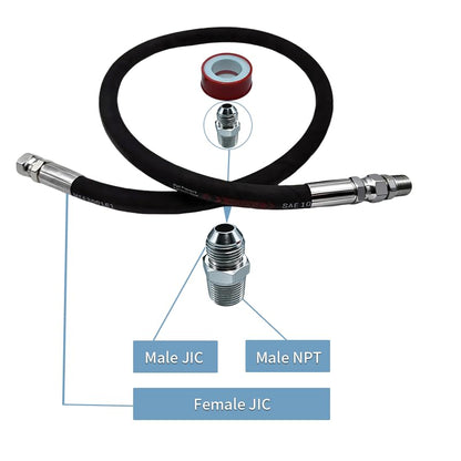 Industrial grade Hydraulic Hose 3/8" NPT Male x 72" Length,High Pressure Hose With Both Sides 360°Swivel Fittings,5800 PSI&250°F High Temp & Pressure Resistance for Hydraulic Systems - size: HY-72L-3/8 NPT