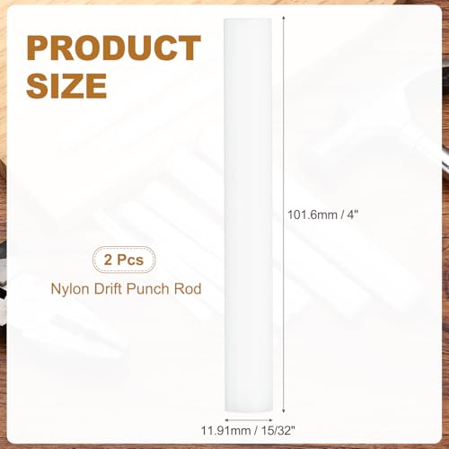 HARFINGTON 2 PCS Nylon Drift Punch Rod 15/32" Dia. Nylon Front Sight Drift Punch Removal Tool for Non-marring Non-Sparking Punching - size: 15/32"