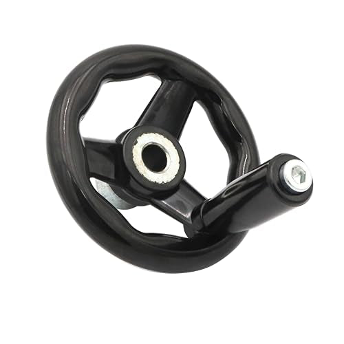 1 Pack Hand Wheel, 12mm × 100mm Hand Wheel with Revolving Handle, Plastic, (Black)
