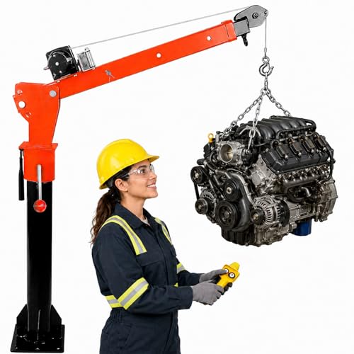 1100 LBS Truck Bed Crane, 3500 LBS 12V Electric Winch