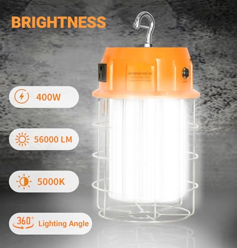 400W LED Temporary Work Light,56,000LM,5000K Daylight Construction Lighting - color: Orange-400W