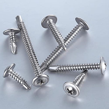Wensilon（300pcs）#8×1/2”for Sheet Metal Self-Tapping Screws 410 Stainless Steel Truss Head High-Strength Quick Tapping Screws - color: Silver, size: #8X1/2"