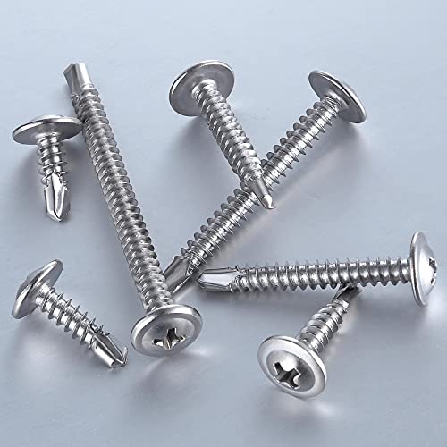 Wensilon（200pcs）#8×1”for Sheet Metal Self-Tapping Screws 410 Stainless Steel Truss Head High-Strength Quick Tapping Screws - color: Silver, size: #8X1"