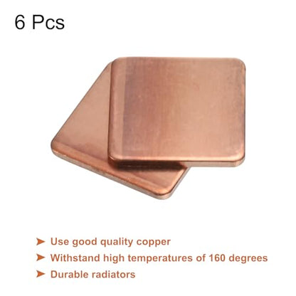 MECCANIXITY Heatsink Copper Pad Shim 20mm x 20mm x 1.5mm Thermal Conductive Heat Sink for Electronic Chip Cooling Pack of 6 - size: 20mm x 20mm x 1.5mm