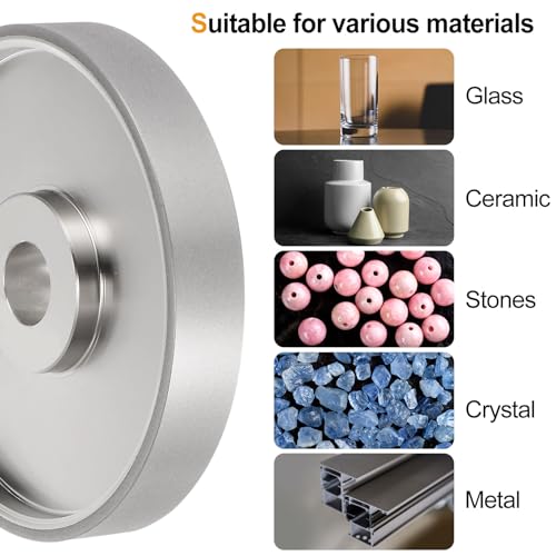 HARFINGTON Diamond Lapidary Wheel 6 Inch x 1 Inch Arbor Hole 500 Grit Grinding Wheels for Stone, Marble, Glass, Ceramics, Crystal, Carbide, Steel - size: 500 Grits