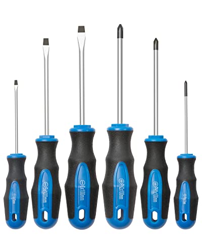 ROTATION 6PC Magnetic Tip Screwdriver Set, 3 Phillips and 3 Flat - color: 6pc_black Tip_matt