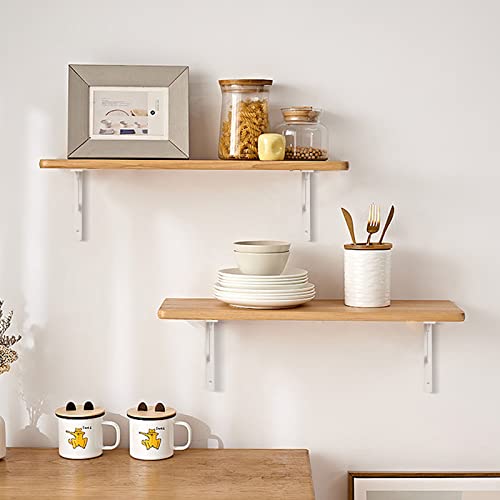 Shelf Brackets 14 Inch, Heavy Duty 90 Degree Floating Wall Shelves Brackets Triangle Shelf Brackets, Solid Stainless Steel Decorative Angle Brackets, 2-Pack (White) - size: L14 IN (Solid-White)