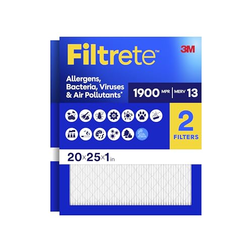 Filtrete 20x25x1 Air Filter, MERV 13, MPR 1900, 2 HVAC Filters - size: 20x25x1